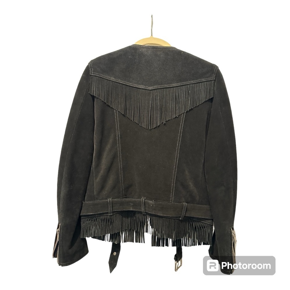 The Kooples Suede Biker Jacket with Fringe Details - Picture 2 of 7